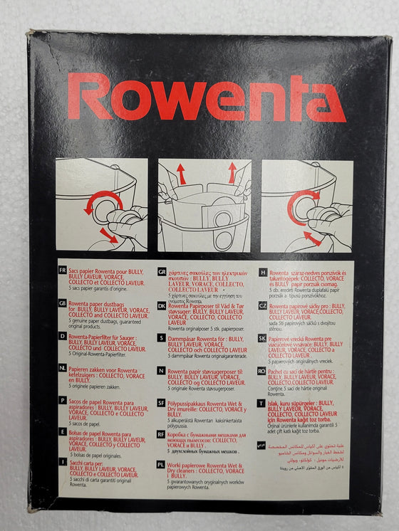 NEW Genuine Rowenta Vacuum Bags 5 Pack for Rowenta Canister Vacuums ZR 816