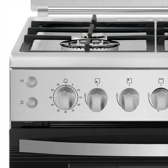 Frigidaire 24" Freestanding Stainless Steel Gas Range w/Rotisserie and Glass Cover 4 Burners Cast Iron Grates FNGP60JGBS