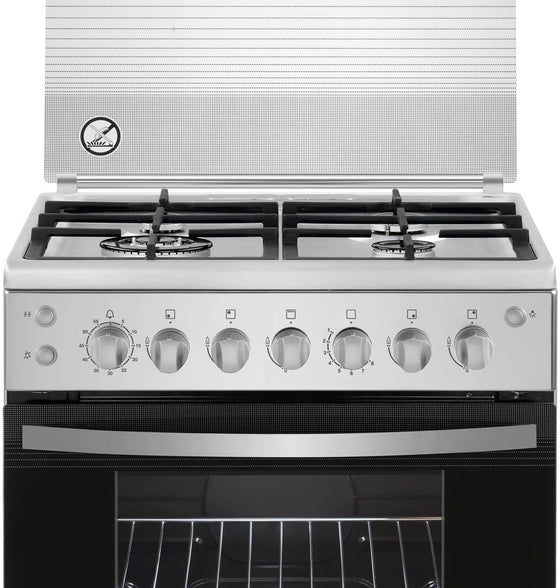 Frigidaire 24" Freestanding Stainless Steel Gas Range w/Rotisserie and Glass Cover 4 Burners Cast Iron Grates FNGP60JGBS