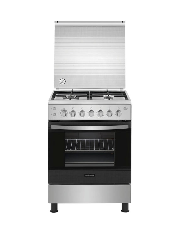 Frigidaire 24" Freestanding Stainless Steel Gas Range w/Rotisserie and Glass Cover 4 Burners Cast Iron Grates FNGP60JGBS