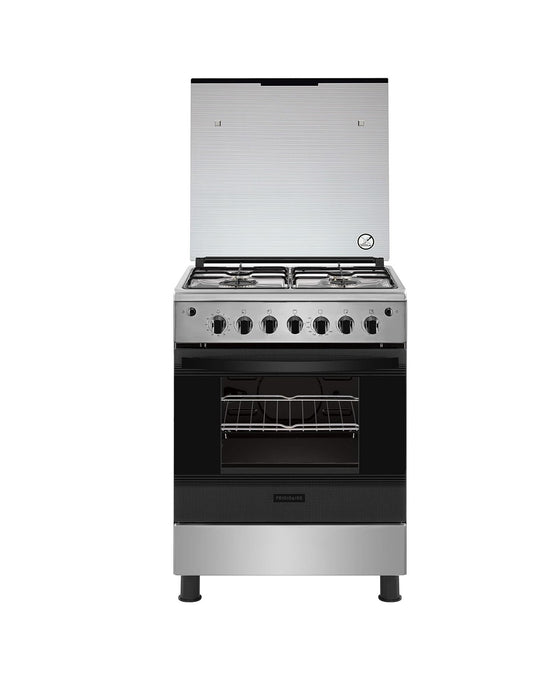 Frigidaire 24" Freestanding Stainless Steel Gas Range w/Rotisserie and Glass Cover 4 Burners Enamel Grates FNGJ60JGUC