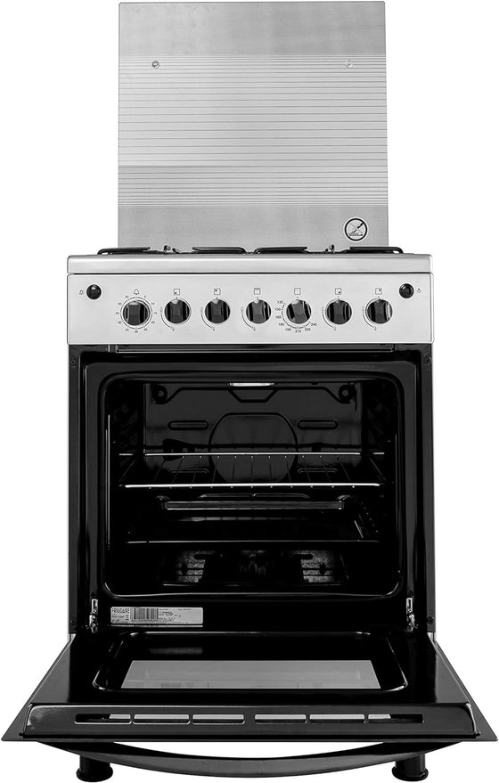 Frigidaire 24" Freestanding Stainless Steel Gas Range w/Rotisserie and Glass Cover 4 Burners Enamel Grates FNGJ60JGUC