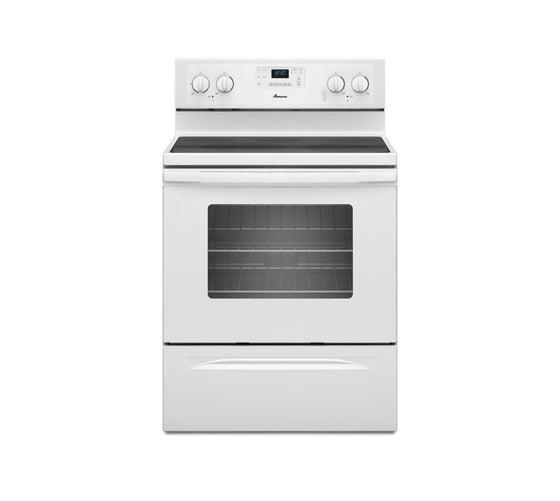 Amana 30" Freestanding Radiant Self Clean Electric Range Ceramic Top 4 Burners 5.3 cu.ft. 4KWFE7685EW White