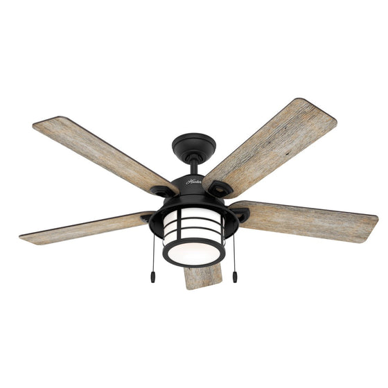 Hunter Santorini 54" Damp Rated Ceiling Fan w/Built-In Light 5 Blades 50648