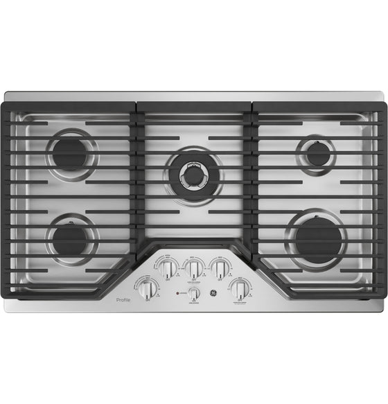 GE 36" Stainless Steel Gas Cooktop 5 Burners 18,000 BTU Tri-Ring PowerBoil Burner PGP9036SLSS