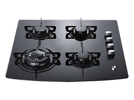 ELBA 24" Black Glass Gas Cooktop 4 Burners EFH4650TNGB